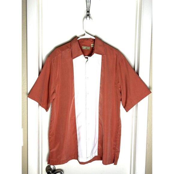 Royal Palm Coral-White Button Short Sleeve Dress Shirt Mens Size Lg. SKU‎ LRC2-2 - Picture 6 of 7